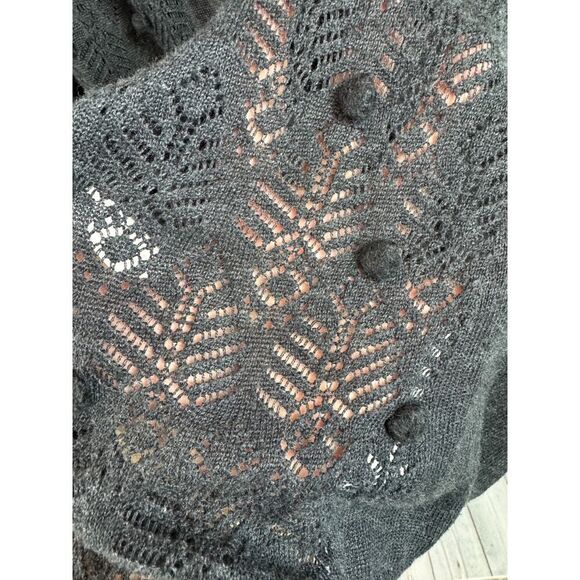 KNITTED & KNOTTED dark gray anthracite open front belted cardigan sweater M - Picture 6 of 10